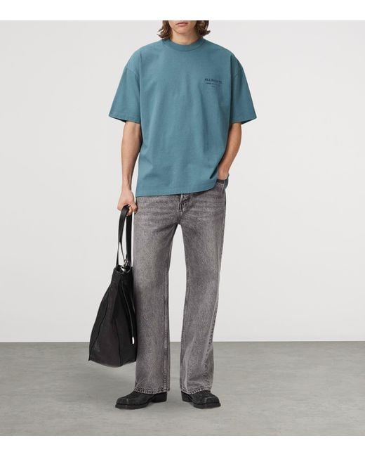 AllSaints Blue Organic Cotton Xander T-Shirt for men
