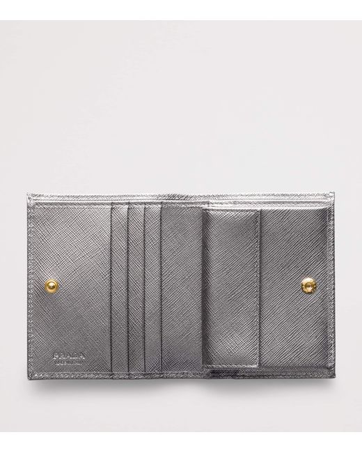 Prada Gray Small Saffiano Leather Bifold Wallet