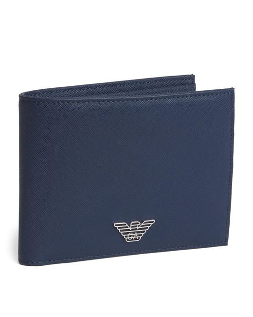 Emporio Armani Blue Leather Bifold Wallet for men