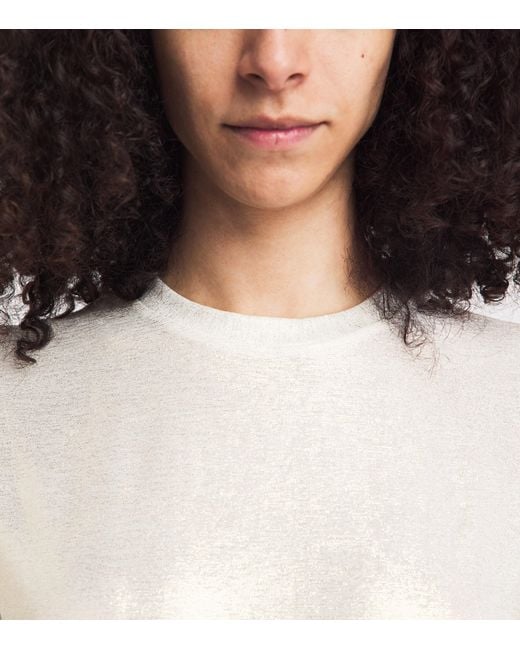 Maje White Lamé T-Shirt