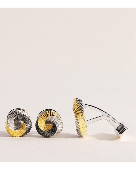 Tateossian Natural Sterling Mobius Knot Cufflinks And Studs Set for men