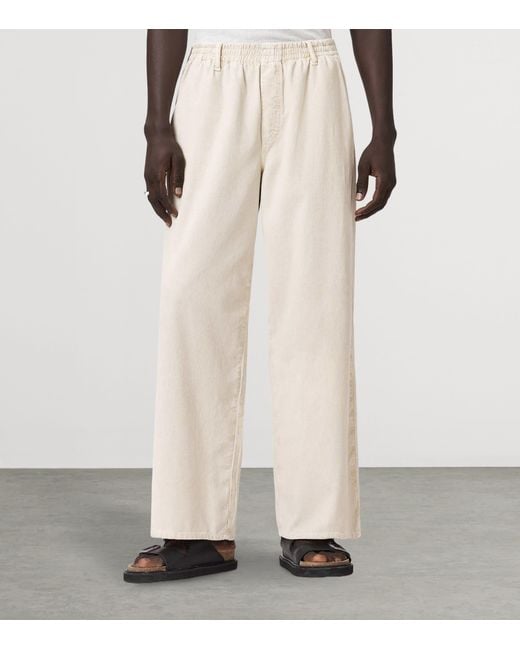 AllSaints White Corduroy Sabbath Wide-Leg Trousers for men