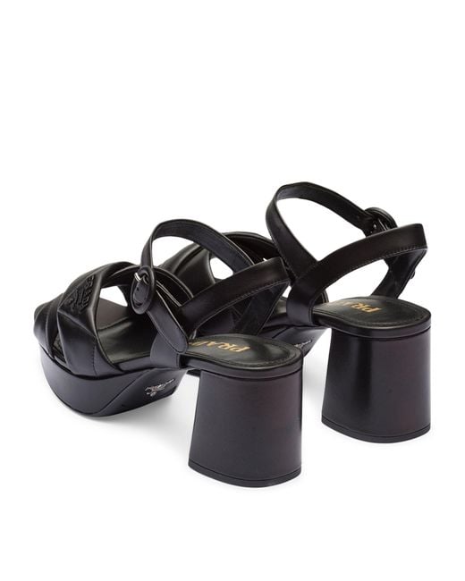 Prada Black Quilted Leather Platform Sandals 65