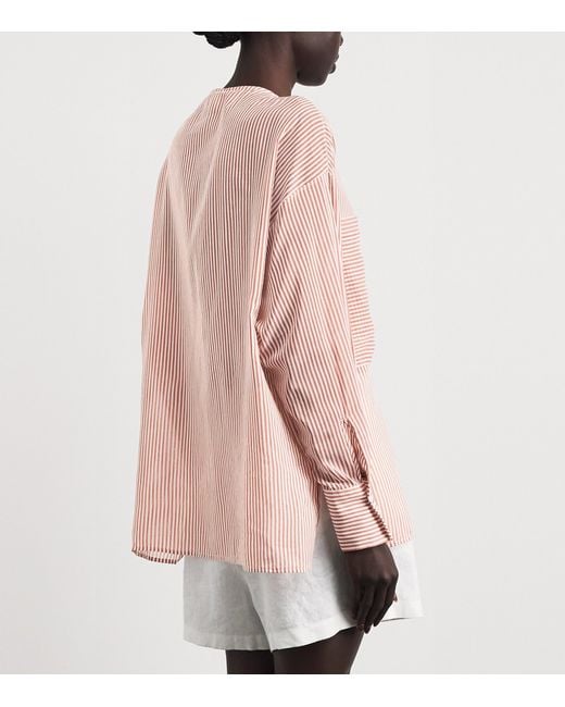 Eleventy Pink Cotton-Silk Oversized Shirt