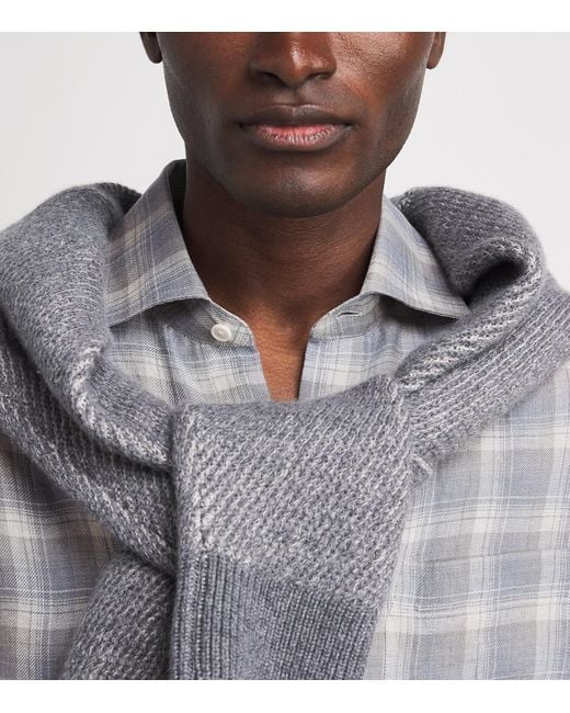 Ralph Lauren Gray Linen Check Shirt for men