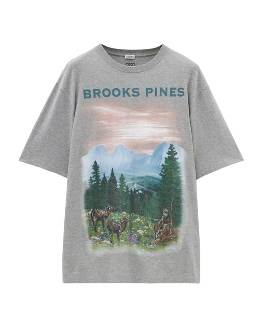 Loewe Gray Oversized Brooks Pines T-Shirt for men