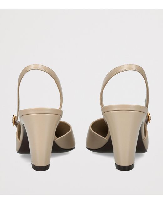 Herbert Levine Natural Leather Ask Around Slingback Heels 65