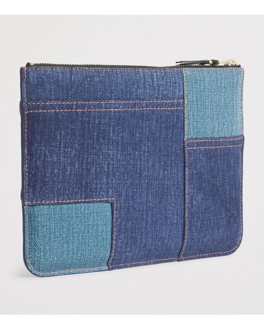 COMME DES GARÇONS PLAY Blue Lambskin Denim-Patch Wallet for men