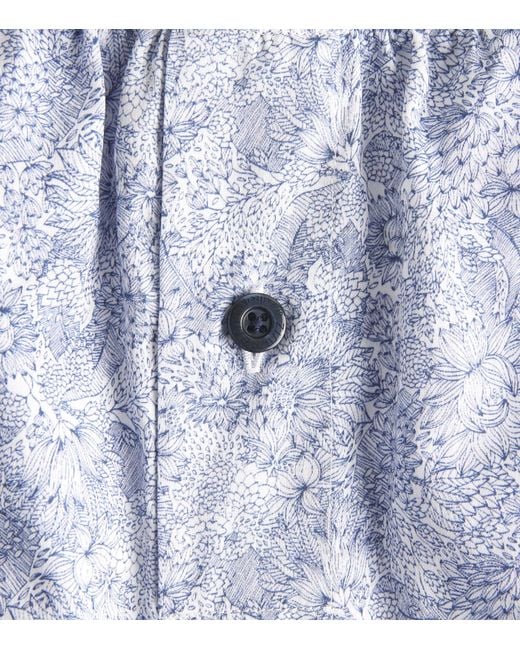 Zimmerli of Switzerland Blue Cotton Sateen Printed Boxer Shorts for men