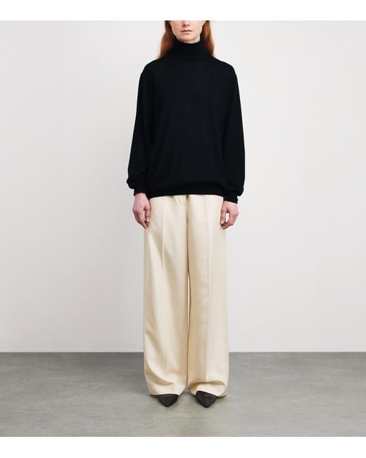 The Row Blue Nabari Cashmere Rollneck Sweater