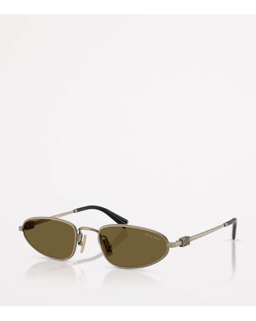 Miu Miu Green Metal Oval Sunglasses