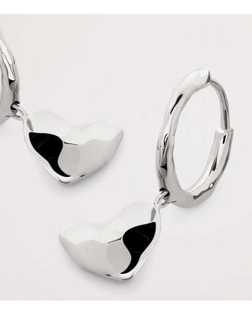 Monica Vinader Metallic Sterling Heart Drop Huggie Earrings