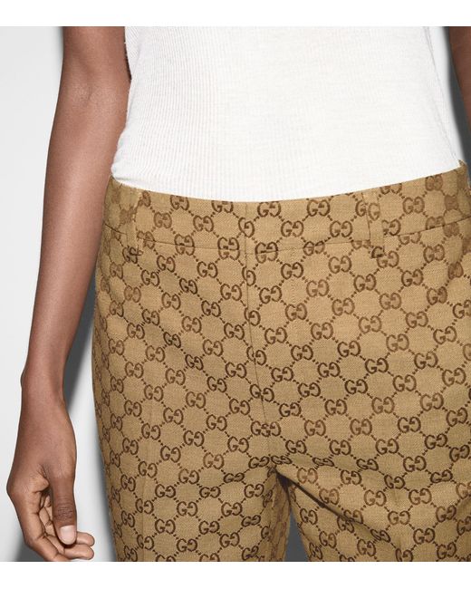 Gucci Natural Straight Gg Canvas Trousers