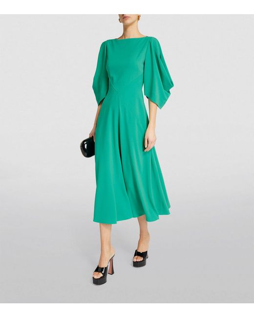 Roksanda Green Leticia Flare-sleeve Midi Dress