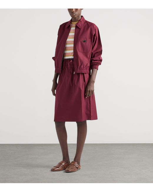 Prada Red Poplin Logo Jacket