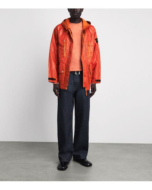 Stone Island Orange Slick Nylon Tela Jacket for men