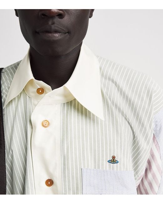 Vivienne Westwood White Cotton Asymmetric Logo Shirt for men
