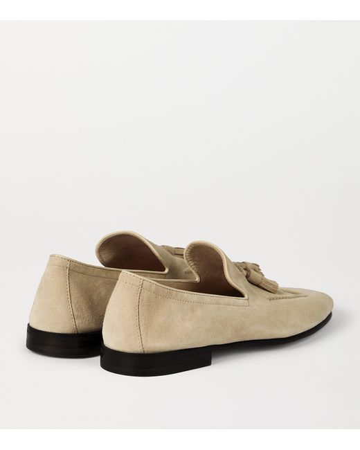 Brunello Cucinelli Natural Suede Tassel Loafers