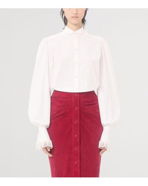 Valentino White Cotton Scalloped-Cuff Shirt