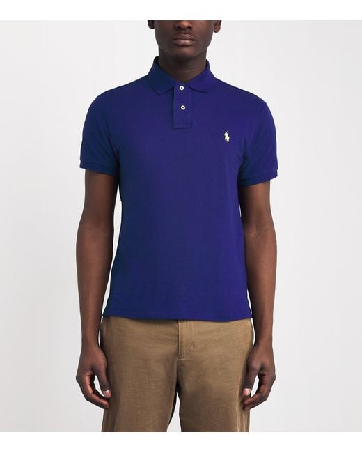 Polo Ralph Lauren Blue Cotton Mesh Slim-Fit Polo Shirt for men