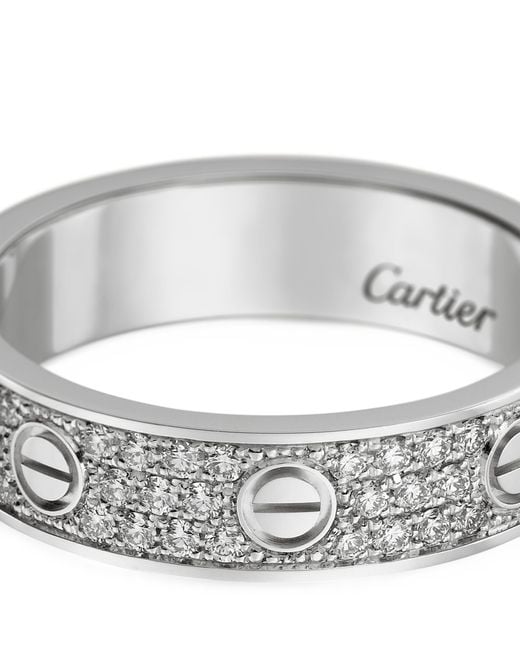 Cartier Metallic White Gold And Diamond-paved Love Wedding Band