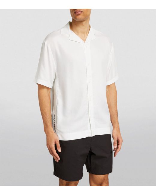 Calvin Klein White Logo-tape Short-sleeve Shirt for men