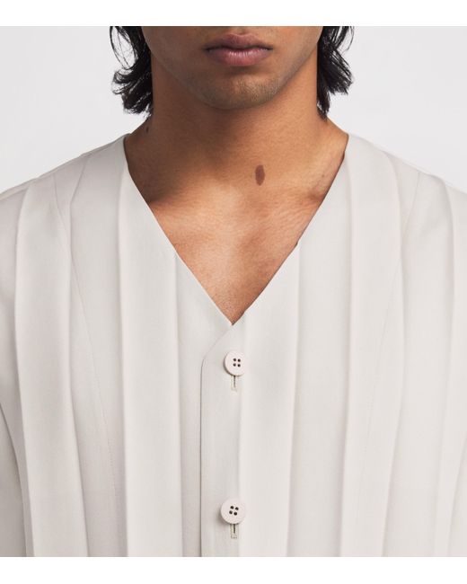 Homme Plissé Issey Miyake White Pleated Edge Ensemble Waistcoat for men