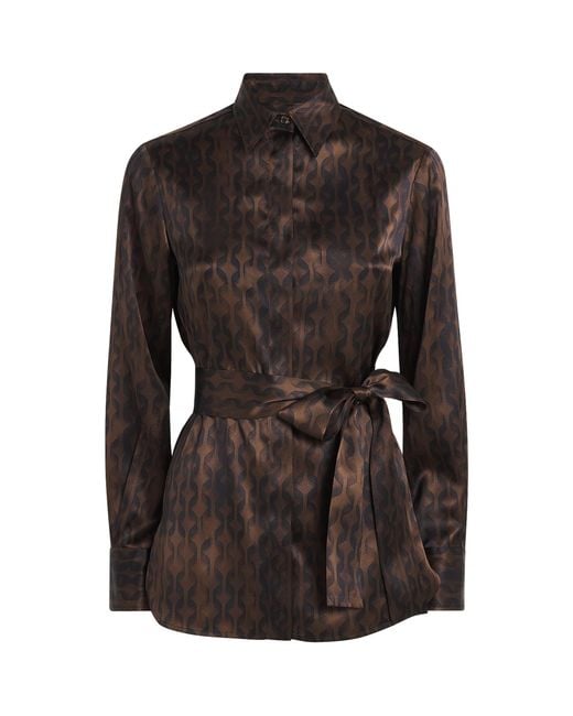 Kiton Black Silk Geometric Shirt