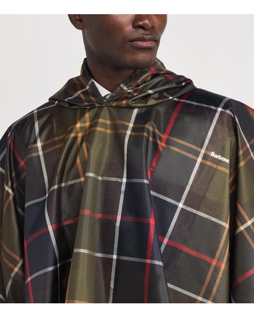 Barbour Black Tartan Showerproof Poncho for men