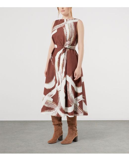 Marina Rinaldi Red Cotton Watercolour Midi Dress
