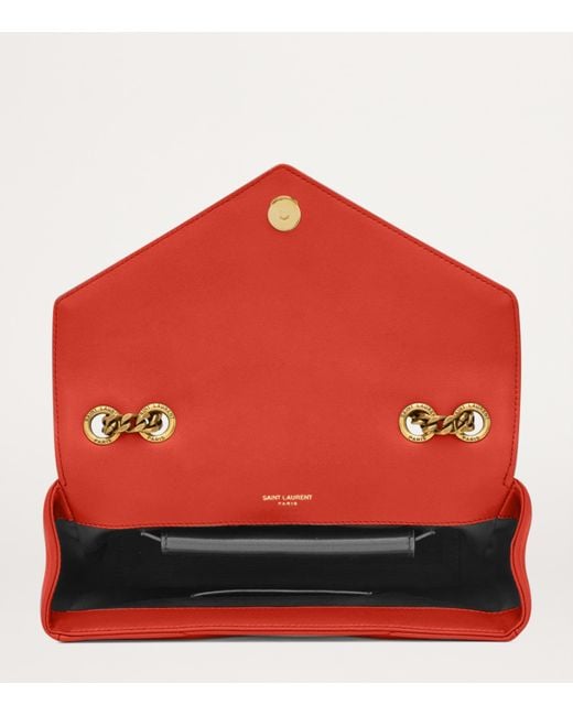 Saint Laurent Red Small Leather Loulou Shoulder Bag