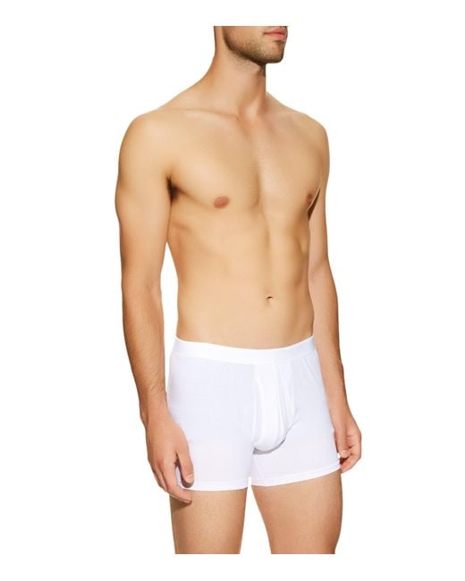 Derek Rose White Pima Cotton Stretch Open Trunks for men
