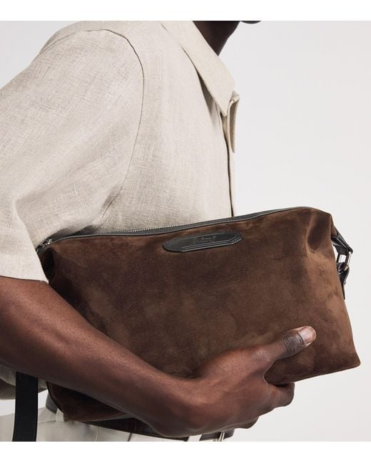Brioni Brown Suede Via Veneto Pouch for men