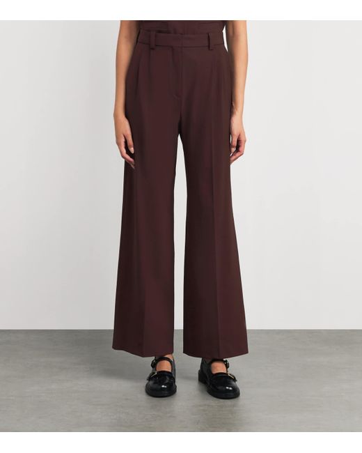 Maje Brown Wool-Blend Tailored Trousers