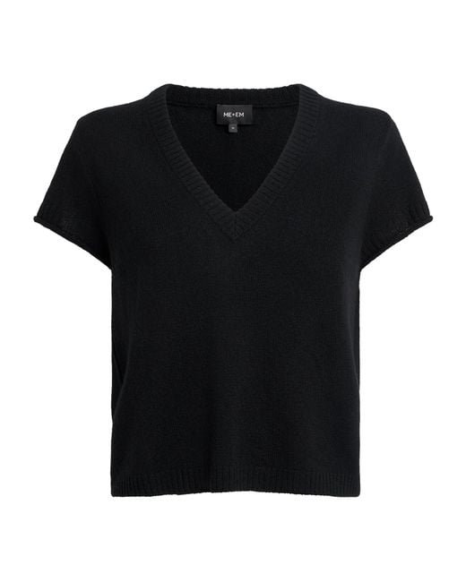 ME+EM Black Cashmere Shrunken Baby T-Shirt Sweater