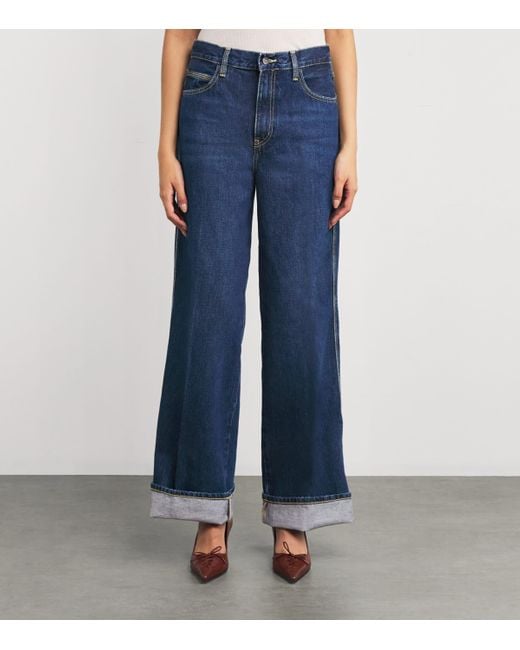 FRAME Blue The Cuffed Wide-Leg Jeans