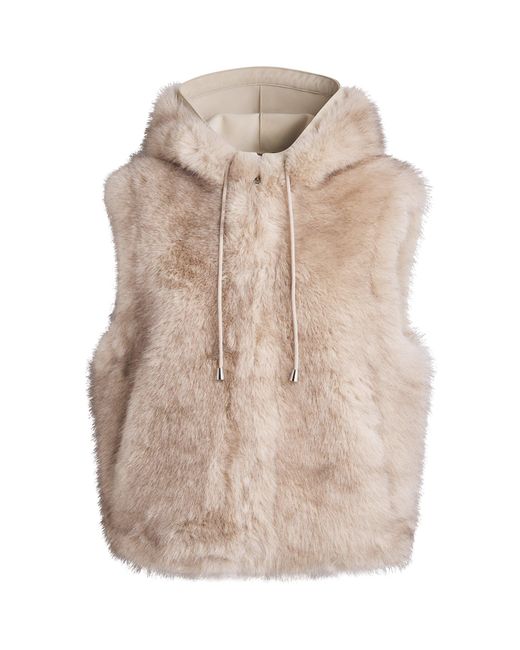 Maje Natural Faux Fur Hooded Gilet