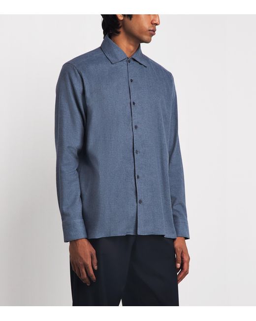 Colombo Blue Cotton Twill Shirt for men