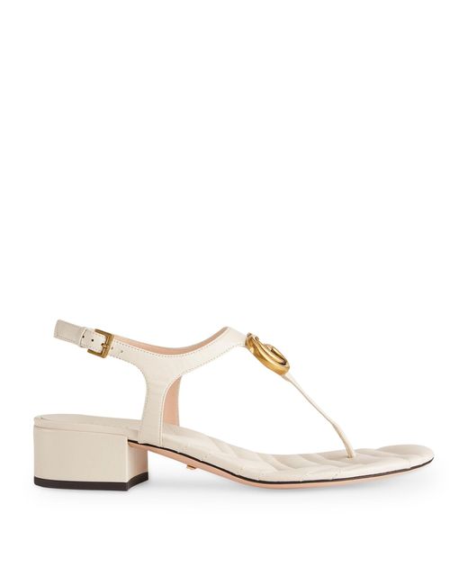 Gucci Natural Leather Double G Sandals 35