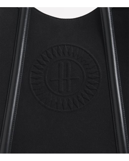 Harrods Black Large Canvas-Leather Embossed Tote Bag