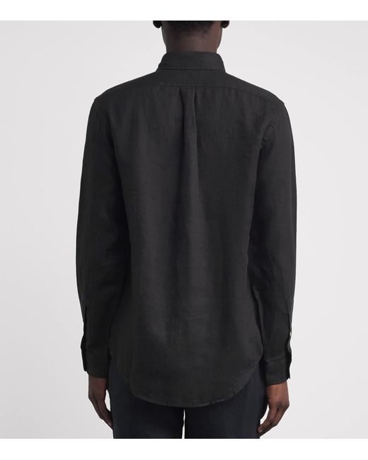 Polo Ralph Lauren Black Linen Custom-Fit Polo Pony Shirt for men