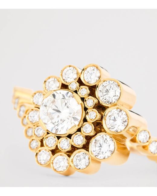 Sophie Bille Brahe Metallic And Diamond Plateau Ring