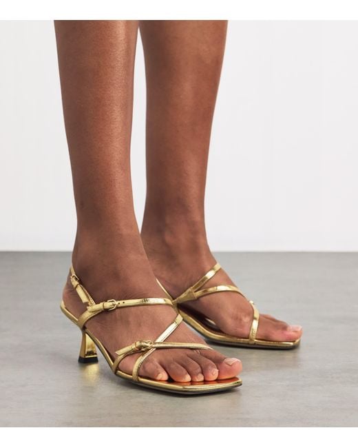 Sandro Metallic Leather Heeled Sandals 65