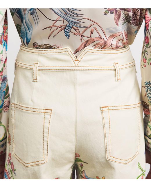 Etro White Bow-Tie Botanical Wide-Leg Jeans