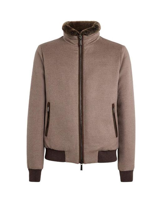 Moorer Brown Wool Padded Jacket for men