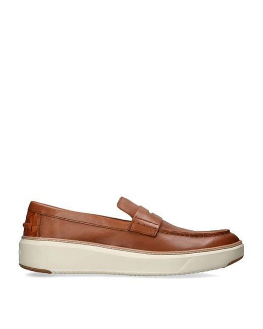 Cole Haan Brown Leather Grandprø Topspin Penny Loafers for men