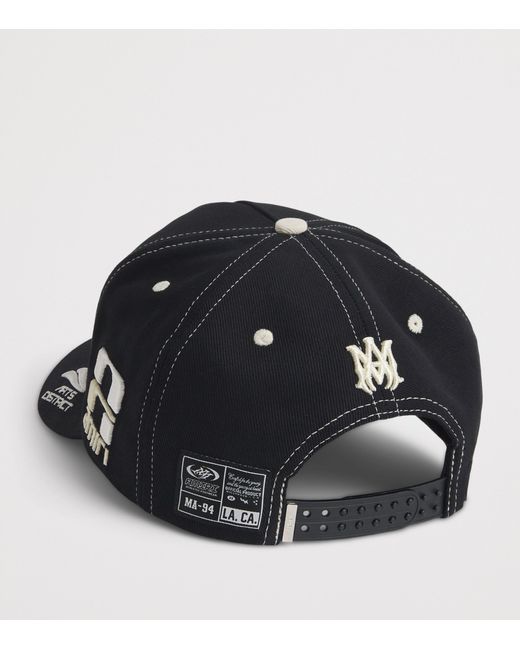Amiri Black Cotton Embroidered Sporty Baseball Cap for men