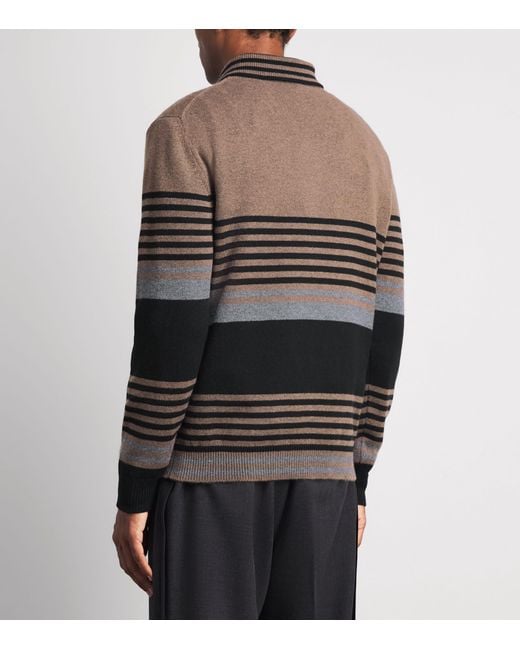 Paul Smith Brown Cashmere Stripe Polo Sweater for men