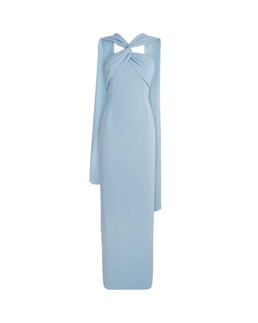 Solace London Blue Crepe Twisted Rona Gown