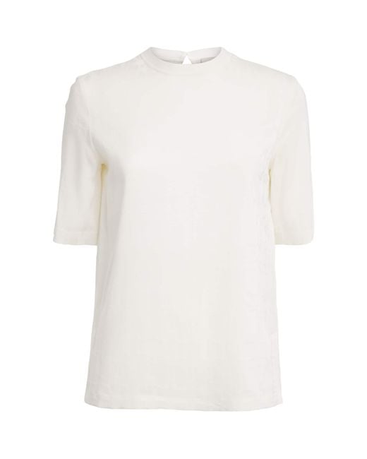 Agnona White Jacquard T-Shirt Blouse